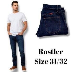 Rustler Jeans Blue Dark Wash 100 Cotton Denim Men’s 31x32